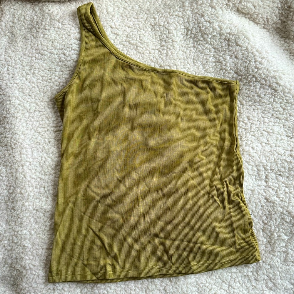 Olive green one shoulder tank